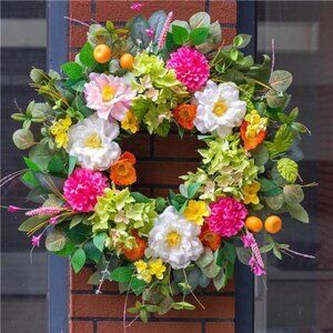 Vibrant Peony Wreath 24 Inch Front Door Spring Floral